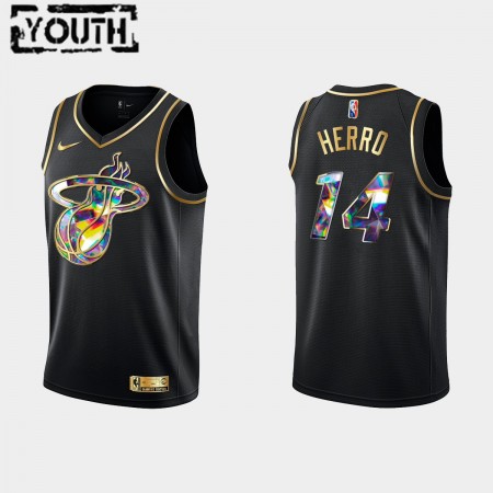 Camisetas Niños Miami Heat Tyler Herro 14 Nike 2021-22 Negro Golden Edition 75th Anniversary Diamond Swingman